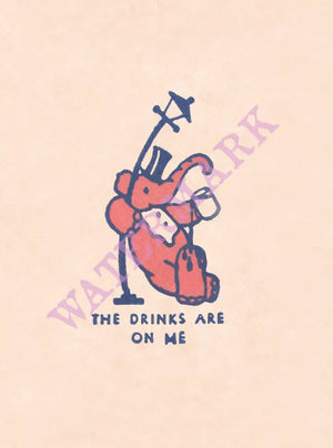 Pink Elephant (Drinks are on Me) Menu Art