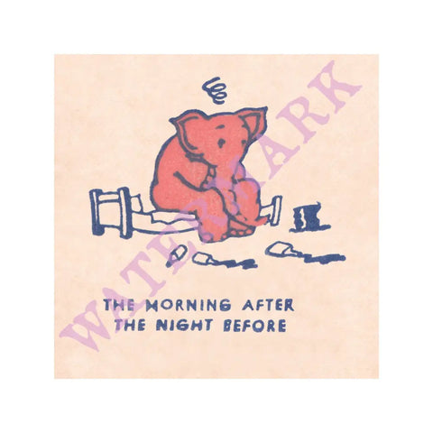 Pink Elephant (Morning After), The Cellar Bar, San Francisco’s Geary Theatre 1930s Menu Art