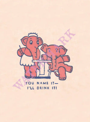 Pink Elephant (You Name It) Menu Art