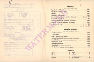 Pink Panther, Sacramento 1960s Menu