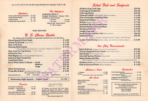 Pinky The Elephant, House of Steaks Marquette 1970s Menu