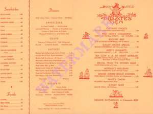 Pirate's Den, Los Angeles 1940s menu art