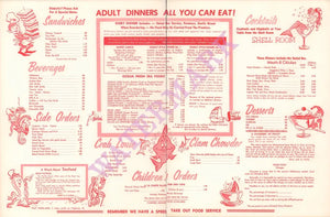 Pixie Kitchen, Lincoln City OR 1970s Menu