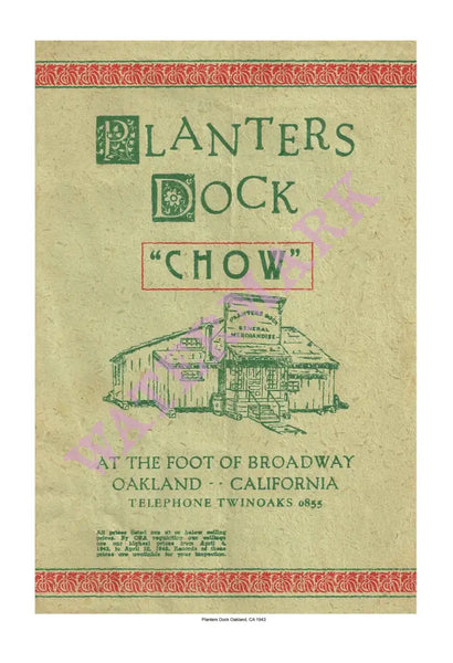 Planters Dock Oakland 1943 Vintage Americana Menus