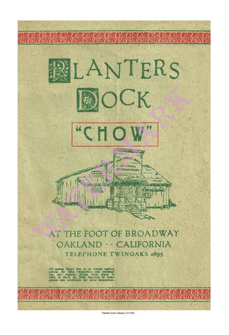 Planters Dock Oakland 1943 Vintage Americana Menus