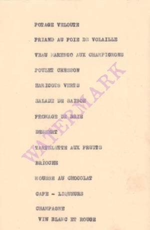 Pompiers Menu France 1955 VIntage French Menus