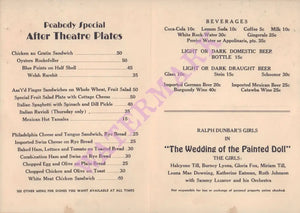 Poodle Dog, Peabody Hotel Memphis 1934 Menu
