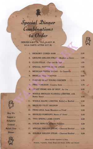 Porky's, St Petersburg 1946 Menu