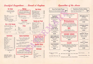 Primadonna Cafe, Reno 1950s Menu