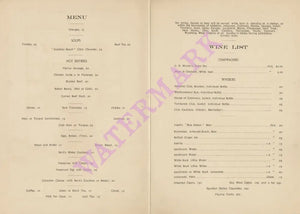Pullman Buffet Menu and Wine List Early 1900s Menu Art