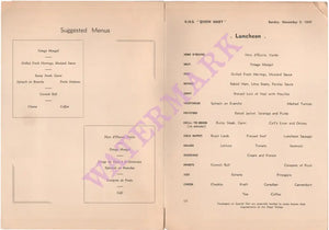 Queen Mary 1947 Menu 