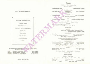Queen of Bermuda, 1966 Menu