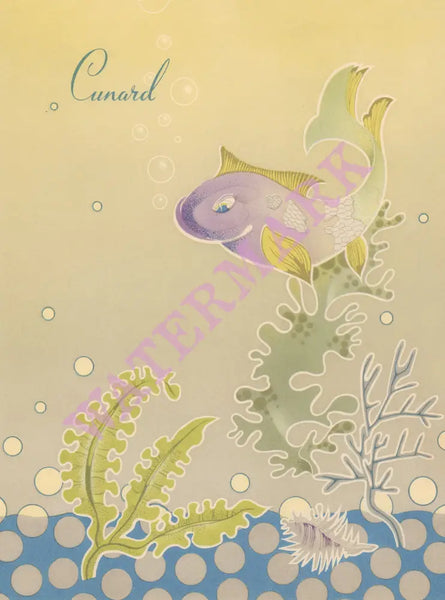 R.M.S. Queen Mary 1953 Menu Art