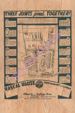 Wolfie Cohen's Rascal House, Miami Beach 1960s Menu Art