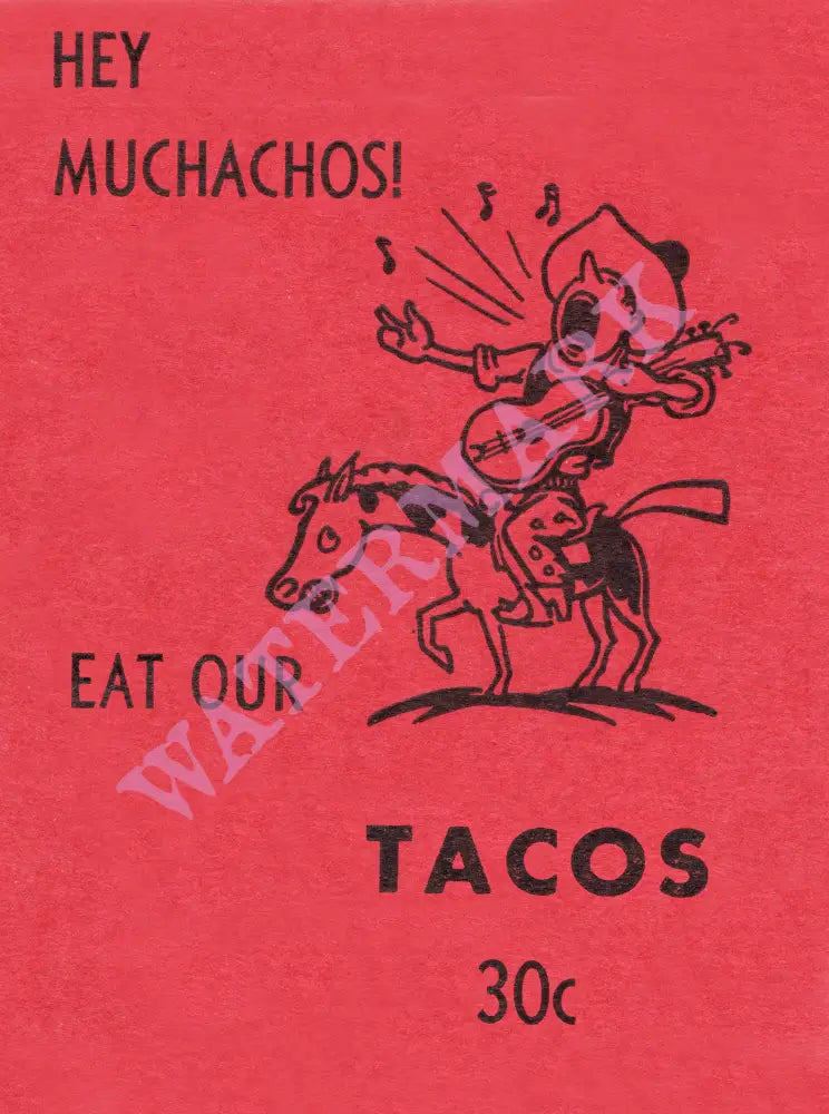 Rick's Rancho, Santa Maria 1950s Taco Menu art