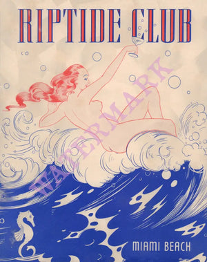 Riptide Club, Miami Beach 1930s Menu Art