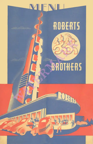 Roberts Brothers, Los Angeles 1930s menu art