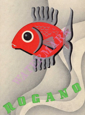Rogano Restaurant , Glasgow 1950s Fish menu art