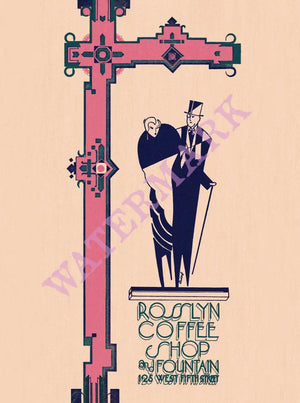 Rosslyn Coffee Shop & Fountain, Los Angeles 1937 Menu Art