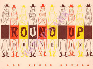 Round Up Drive In, Las Vegas 1957 Menu Art