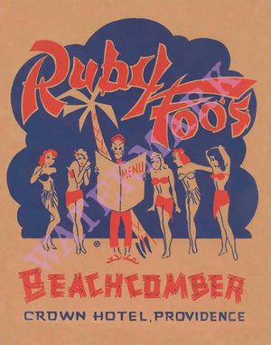 Ruby Foo's Beachcomber New Year's Eve Menu, Providence, R.I. 1930s