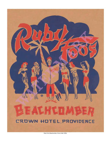 Ruby Foo's Beachcomber New Year's Eve Menu, Providence, R.I. 1930s