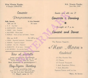 S.S. Conte Verde 1939 Menu Art