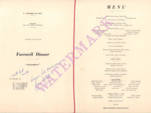 S.S. Leonardo Da Vinci 1961 Farewell Dinner Menu