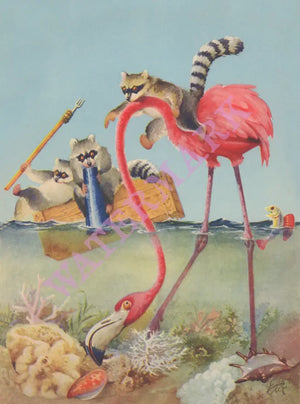 S.S. Nassau 1953 Flamingo menu art design