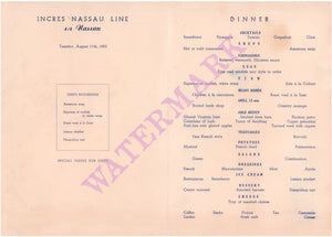 S.S. Nassau 1953 Flamingo menu