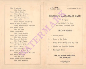 S.S. Rex, Italian Line 1938 Menu 