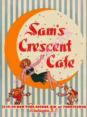 Sam's Crescent Cafe, Washington D.C. 1940s Menu Design