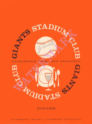 San Francisco Giants Stadium Club, Candlestick Park 1970s Menu Art