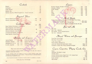 Santa Fe Railroad Drinks 1969 Vintage Americana Menus