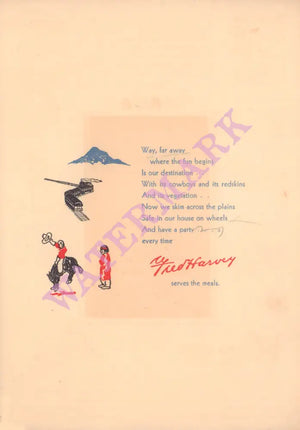 Santa Fe Railway Children’s Menu 1950s Vintage Americana Menus