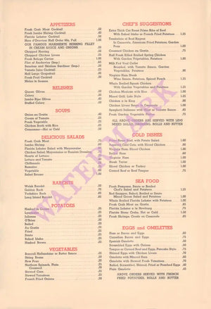 Sarasota Lido, Florida 1940s/1950s | Vintage Menu Art - food menu