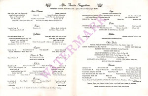 Sardi's, New York 1960s Menu