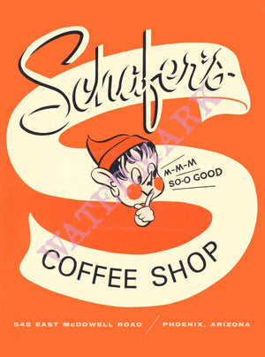 Schafer's Coffee Shop, Phoenix 1960s Menu Art