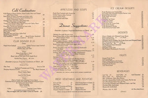 Schrafft's New York, 1939 Menu