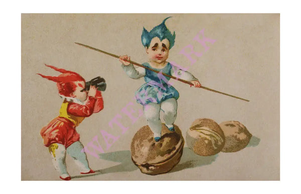 Set of Six Pixie Menu Cards 1877