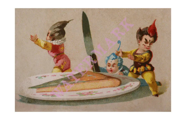 Set of Six Pixie Menu Cards 1877