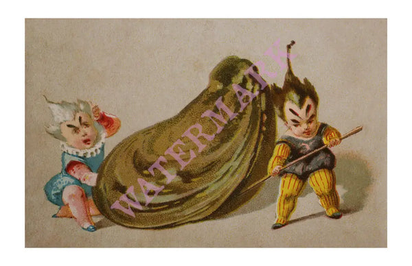 Set of Six Pixie Menu Cards 1877