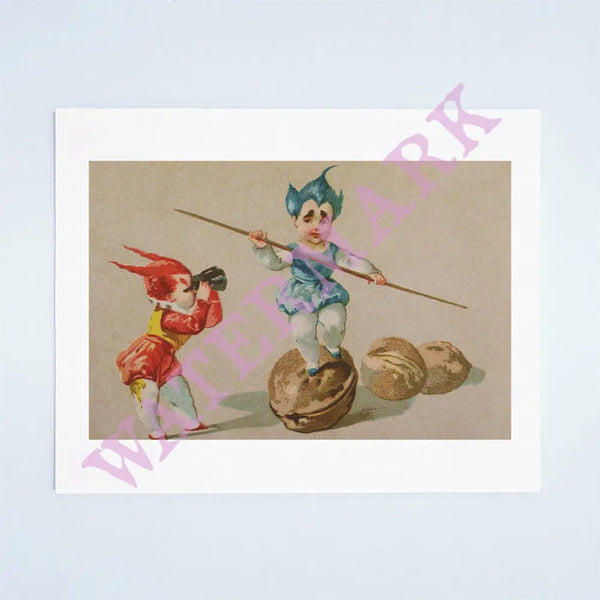 Set of Six Pixie Menu Cards 1877