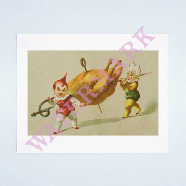 Set of Six Pixie Menu Cards 1877