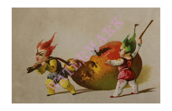 Set of Six Pixie Menu Cards 1877