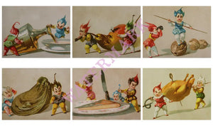 Set of Six Pixie Menu Cards 1877