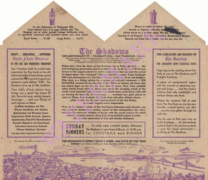 Shadows, San Francisco 1940s | Vintage Menu Art - story on menu