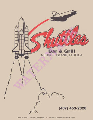 Shuttle's Bar & Grill, Merritt Island 1980s Menu Art