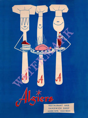 Sinbad's at The Algiers, Miami Beach 1965 Menu Art