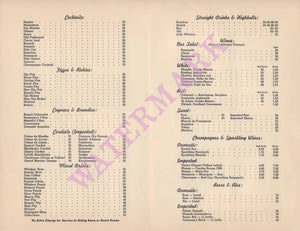Sky Room, Empire Hotel, San Francisco 1938 Drinks Menu